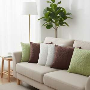 SOGA Ensemble de 6 housses de coussin en tricot torsadé de 45 cm – Luxe et fraîcheur pour canapés de salon – Pur et élégant - Product Image 2