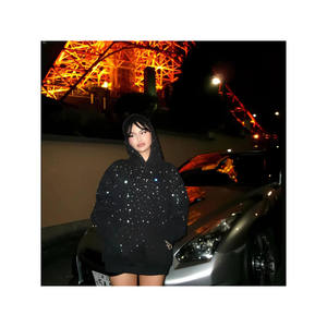 Sudadera con Capucha Moderna para Hombre, Estilo Urbano, Bordada con Pedrería, Brillante, con Cristales, Personalizada, de Gran Tamaño - Product Image 5