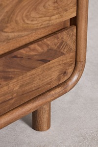 Modern Wooden Nightstand with Two Drawers <b>Midcentury</b> Design Bedroom Storage Furniture - Product Image 6