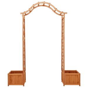 Pérgola de jardín de madera maciza con maceta Adornos de jardín elegantes - Product Image 2