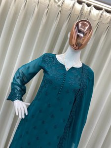 Nouvelle robe indienne élégante et moderne en tissu de soie et de lin, col en V, longueur au sol, pour femmes, Salwar - Product Image 6