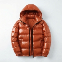 Blouson matelassé brillant à capuche pour homme, chaud et imperméable en nylon, personnalisable, style décontracté et tendance