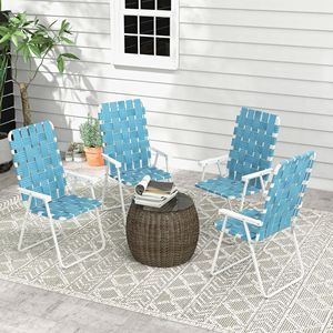 Set di 4 Sedie Pieghevoli Classiche Blu per Campeggio e Giardino con Braccioli per Pranzo all'Aperto - Product Image 2