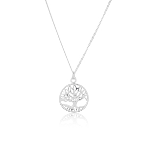 Collier Arbre de Vie en argent sterling 925 – Pendentif Arbre Généalogique Rond Ajoure Bijou Spirituel - Product Image 1