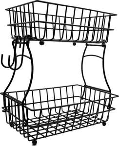 Accessoires de cuisine en métal, panier de rangement pour fruits, multifonctionnel, détachable, en fil métallique, à 2 niveaux, pliable, pour table - Product Image 2