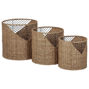 Panier de rangement en jonc de mer écologique fait main, tressé naturellement, organisateur de maison, taille personnalisée, style rustique rond Vietrustic, prix d'usine - Product Image 1
