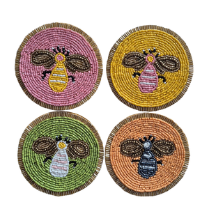 Sous-verres personnalisés en perles, alphabet personnalisé et monogramme initial, sous-verres pour boissons faits à la main, sets de table uniques en perles - Product Image 1