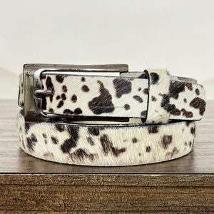 2026 Wholesale New Arrival Hair-On Cowhide Leather <b>Belt</b> With Metal Buckle Western Style Genuine Leather Handmade <b>Belt</b> for Unisex - Product Image 4