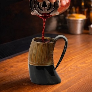 F S INTERNATIONAL Tasses en corne de buffle écologiques faites à la main style américain avec poignée, fabriquées en usine de l'Uttar Pradesh pour les fêtes - Product Image 5