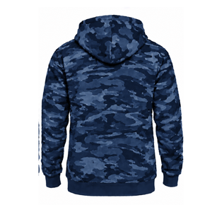 <b>Navy</b> Blue Camo Pullover Hoodie <b>Men</b> Custom Camouflage Printed Sweatshirt Kangaroo Pocket Drawstring Long Sleeve Casual Sportswear - Product Image 2