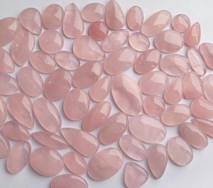 Venta al por Mayor de Gemas Sueltas de Cuarzo Rosa Natural, Cabujón Ovalado Pulido de 6x8-15x20mm para Collares y Pulseras - Product Image 2