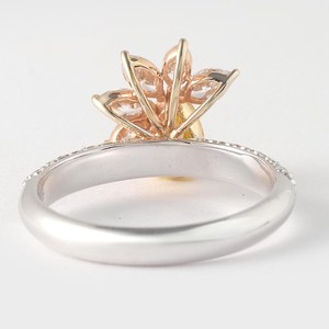 แหวนมอสซาไนต์ทรงหยดน้ำสีเหลืองแฟนซีประดับดอกไม้ สำหรับผู้หญิง เงินแท้ 925 ชุบโรเดียมสีเหลือง ของขวัญขอแต่งงานสำหรับเธอ - Product Image 5