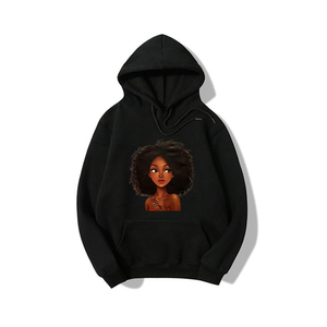 Sudadera Blanca para Mujer con Estampado de Chica Afro, Impresión Digital, Corte Regular, Sudadera de Algodón con Logotipo Frontal, Ropa Casual de Otoño - Product Image 2