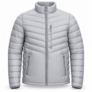 Custom Design <b>Mens</b> Winter <b>Jacket</b> Quilted Puffer Coat Stand Collar Full Zip Padded Outerwear Zip Pockets Everyday Casual Day Wear - Product Image 1
