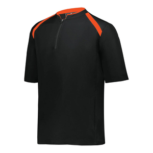 Veste de baseball unisexe à fermeture éclair 1/4, manches courtes, motif uni enduit, col montant, logo tissé sur le devant, design Cage d'hiver - Product Image 1
