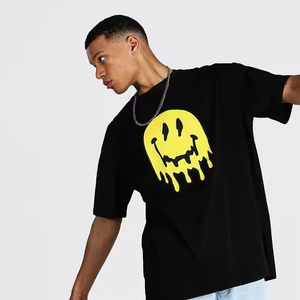 T-shirt à manches courtes pour homme imprimé dessin animé Skate Boy, coupe ample, col roulé, style décontracté, coton tricoté blanc, logo sur le devant - Product Image 3