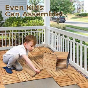 Azulejos de cubierta de madera de acacia entrelazados de alta calidad 30*30 impermeables con diseño moderno acabado cepillado suave para jardines al aire libre - Product Image 5