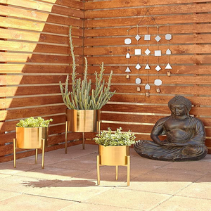 Metal Indoor Outdoor <b>Planter</b> <b>Large</b> <b>Planter</b> Pot with Removable Stand, Set of 3 <b>Planters</b> - Product Image 6