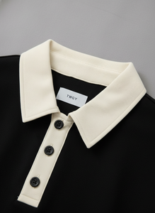 Streetwear Men's <b>Black</b> <b>Polo</b> | Relaxed Fit Cotton Blend Short Sleeve Tee | Fashion Contrast Collar <b>Top</b> - Product Image 4