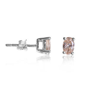 Hermosos y Elegantes Pendientes de Botón Ovalados Rosados, Plata de Ley 925 con Piedras Preciosas, Joyería para Mujeres y Niñas, para Usar en Ocasiones Especiales - Product Image 2
