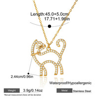 Ensemble de bijoux en acier inoxydable 316L étanche, plaqué or 18 carats PVD, collier et boucles d'oreilles avec pendentif chat, cadeau pour les amoureux des animaux