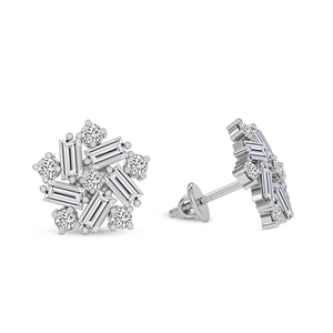 Boucles d'oreilles tendance en or massif 9k/10k/12k/14k/18k avec fleur de pivoine et diamants de laboratoire (3 carats) Tw. Pour femmes et filles - Product Image 2