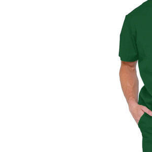 Ensemble de blouses et pantalons de travail pour hommes, vert uni, col en V, manches courtes, uniforme d'hôpital - Product Image 2