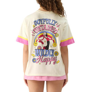 เสื้อยืดฮิปฮอปไซส์ใหญ่พิเศษสำหรับผู้หญิง ผ้าฝ้าย 100% ระบายอากาศได้ดี น้ำหนักมาก ทรงโอเวอร์ไซส์ พิมพ์ลายดิจิตอลตามสั่ง ไหล่ตก - Product Image 2