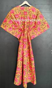 Kimono con Estampado Floral Hecho a Mano para Mujer, Elegante, Cuello en V, Ropa de Casa de Algodón, Versátil, Informal, Bordado Midi, Transpirable - Product Image 4