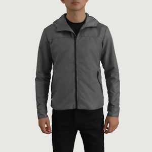 Veste softshell à capuche bleu marine pour homme, résistante à l'eau, fermeture éclair, coupe ajustée, manches longues, vêtements d'extérieur pour la randonnée en automne - Product Image 5