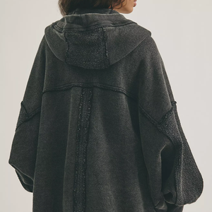 Custom Breathable Winter Lined Casual <b>Long</b> <b>Hooded</b> Inside Out Coats <b>Women</b> Loose Full Sleeves Cocoon <b>Cardigan</b> - Product Image 2