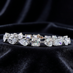 Bracelet en moissanite pour femme, en argent 925, maillons à coupe mixte, bijoux fins élégants, cadeau de mariage - Product Image 6