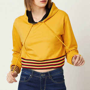Sudadera con Capucha para Mujer, Estampada, Color Amarillo Mostaza, Invierno, Frente Liso, Casual, Manga Larga, 100% Algodón Felpa - Product Image 1