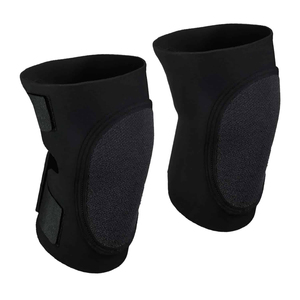 Black Thick Padded Hook and Loop <b>Knee</b> Pad <b>Compression</b> Support Protection <b>Sleeve</b> - Product Image 1