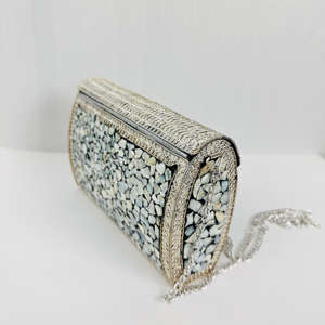 Modern Antique Aluminium Gold-Plated <b>Boho</b> Clutch Vintage Wedding Polished Sculpture Sling Crossbody Purse Festivals Bridal - Product Image 1