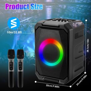 Altavoz Inalámbrico Portátil para Fiestas con Luz LED, 2 Micrófonos TWS, Control Remoto, Bajos Priorizados, Eco Inalámbrico, 2 Micrófonos - Product Image 3