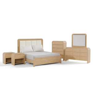 Modern Solid Wood Home Furniture Tan Brown OEM <b>Queen</b> <b>Size</b> Bedroom Furniture Vietnam BEDROOM SET MD03 - Product Image 1