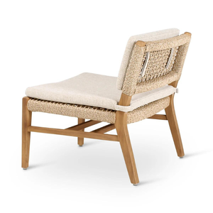 Chaise de jardin en teck avec ornements en tissu tressé pour la décoration de la maison et de l'extérieur - Product Image 5