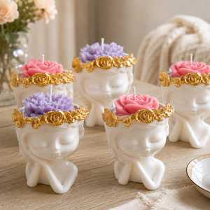 Handmade Soy Wax Customized Shape Scented <b>Candle</b> with 20-40 Hours Burning Time Romantic Floral Design Home Decor Wedding <b>Gift</b> - Product Image 4