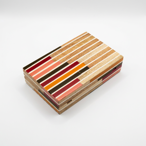 Caja de Almacenamiento de Madera y Resina con Diseño de Rayas y Bloques Multicolores, Hecha a Mano, Personalizada, OEM, ODM, DECORYUG - Product Image 1