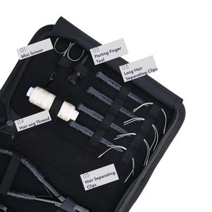 Kit Profesional de Extensiones de Cabello con Pinza para Aplicación, Removedor de Microperlas, Aguja Curva, Pinzas de Seccionamiento, Mini Tijeras y Hilo para Pelucas - Product Image 3