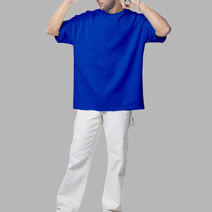 เสื้อยืดโอเวอร์ไซส์ทรงครอป ผ้าคอตตอน ตกแต่งโลโก้ตามสั่ง สำหรับผู้ชาย ทรงหลวมไหล่ตก - Product Image 5