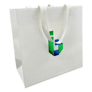 IntBOX Luxury 2-Color <b>Foil</b> <b>Hot</b> Stamping Coated Paper Recyclable Shopping Bag Customizable Logo for Promotion Supermarket Use - Product Image 3