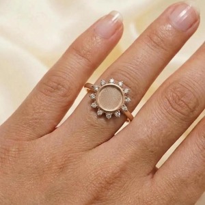 925 Sterling Silver 10mm Round Blank CZ Halo <b>Ring</b> DIY Resin <b>Ashes</b> Keepsake Breastmilk <b>Ring</b> Semi Mount Engagement Promise Wedding - Product Image 3
