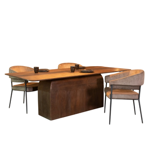 Mesa de Comedor de Madera de Mango Maciza Hecha a Mano con Acabado Marrón, Base de Pedestal Grande, Moderna, para 6-8 Personas, para el Hogar o la Villa - Product Image 5