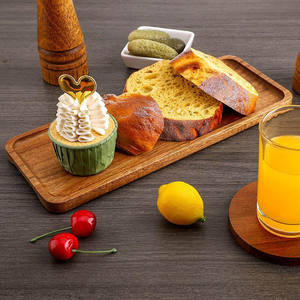 Ensemble de plateaux de service en bois d'acacia Plateau de service en bois pour la pendaison de crémaillère et les réceptions Comptoir de cuisine Table à manger - Product Image 2