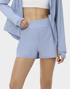 Shorts Deportivos para Mujer 2026, Cintura Alta, Azul Claro, Cintura Elástica, Corte Regular, Tejido de Punto, Spandex, Poliéster, Transpirable, Color Sólido, 160 g - Product Image 3