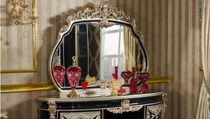 Juego de Muebles de Dormitorio de Lujo de Estilo Mid-Century en Negro y Plata, Madera de Teca Sólida, con Cómoda y Mesitas de Noche, Tamaño California King/Queen - Product Image 6