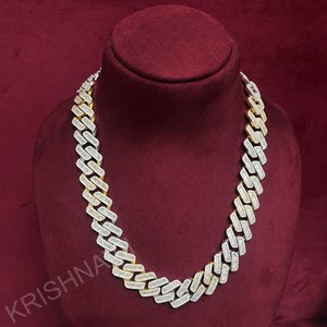 Chaîne gourmette Miami en argent 925 plaqué rhodium de qualité supérieure, certifiée IGI, avec moissanite baguette VVS de 20 mm, collier de luxe pour homme - Product Image 5