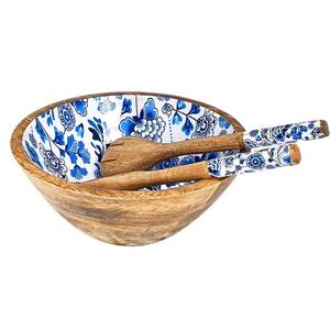 ชามสลัดไม้ทรงกลมเรียบ ชามข้าง ชามเสิร์ฟไม้สำหรับสลัดผลไม้สดและอาหารครอบครัว สำหรับรับประทานที่บ้านและครัว จากอินเดีย - Product Image 3